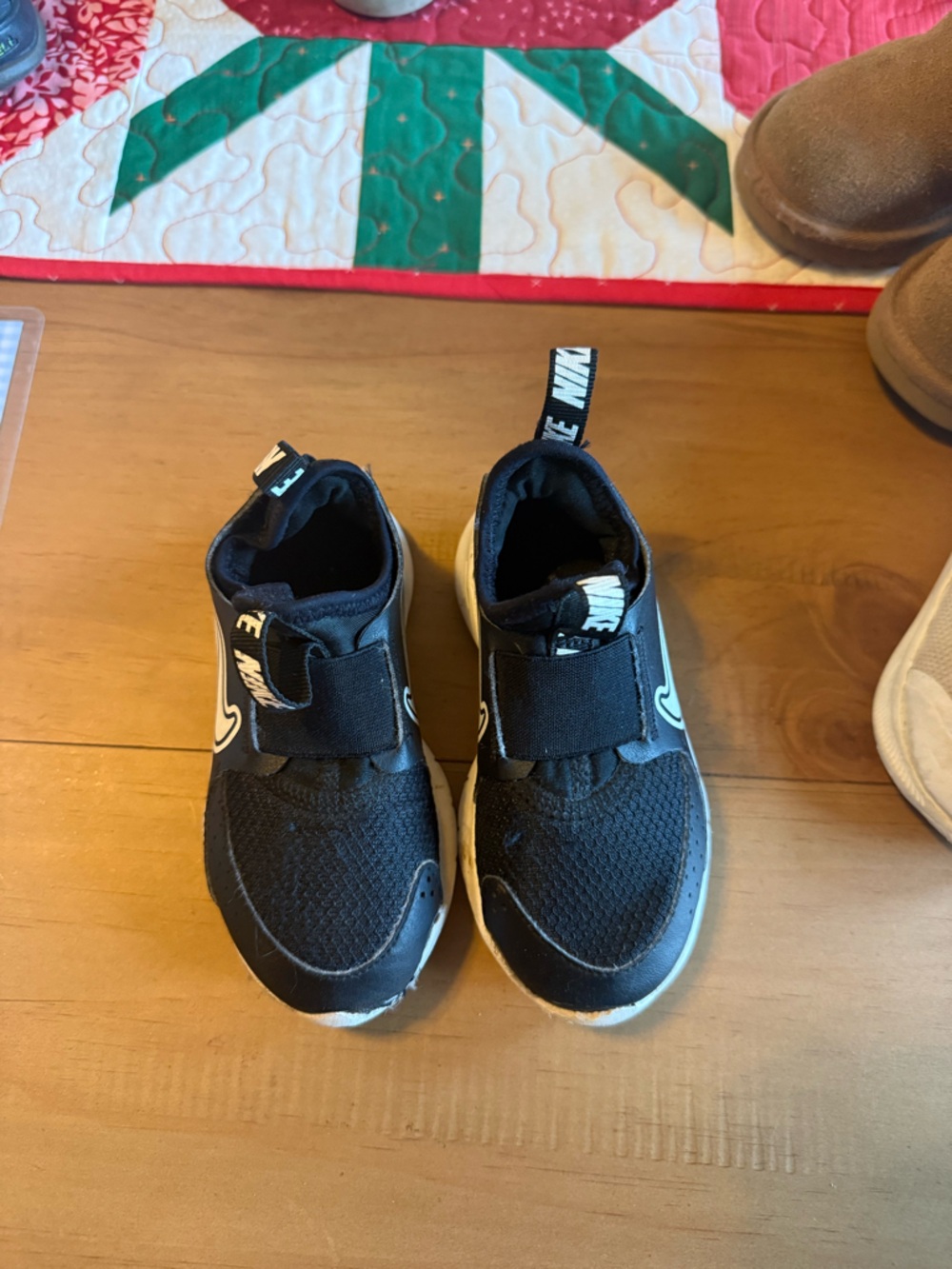 Nike Kids Black and White Velcro Strap Sneakers